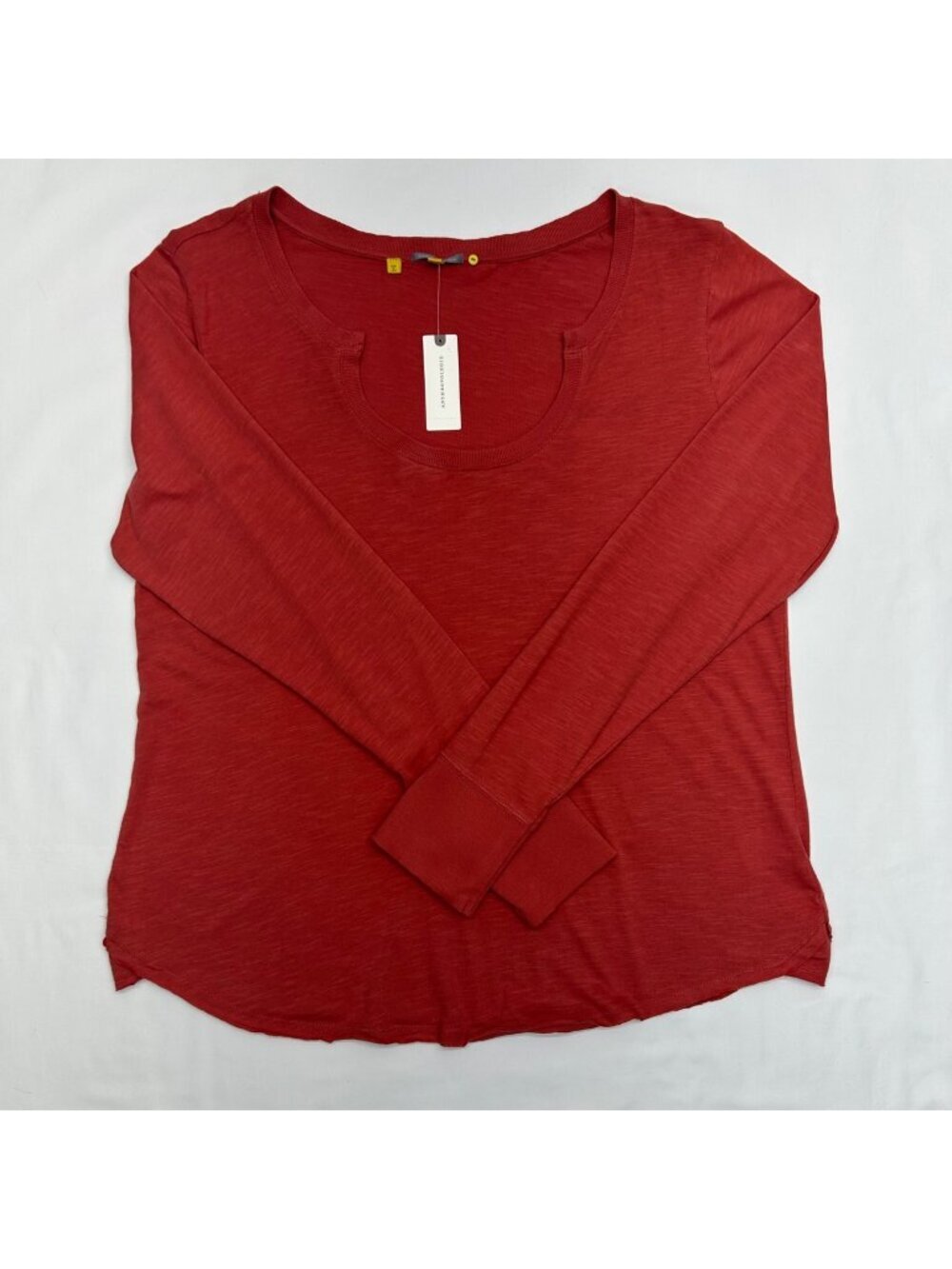 Anthropologie Little Yellow Button Coral Long Sleeve Top XL